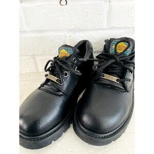 Five Star Men’s Black Leather Steel Toe Work Shoes Size NWOT 6.5W Oil Resistant